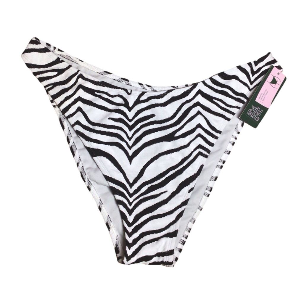 Wild Fable Bikini Bottoms Women’s XL White-Black Mid Rise Super Cheeky